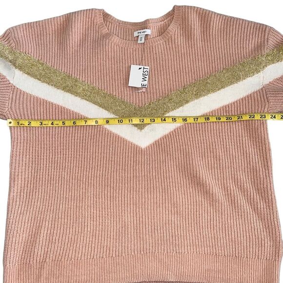 New Nine West Shine Crewneck Sweater Peach Gold Metallic XXL Cozy Warm - Picture 5 of 10